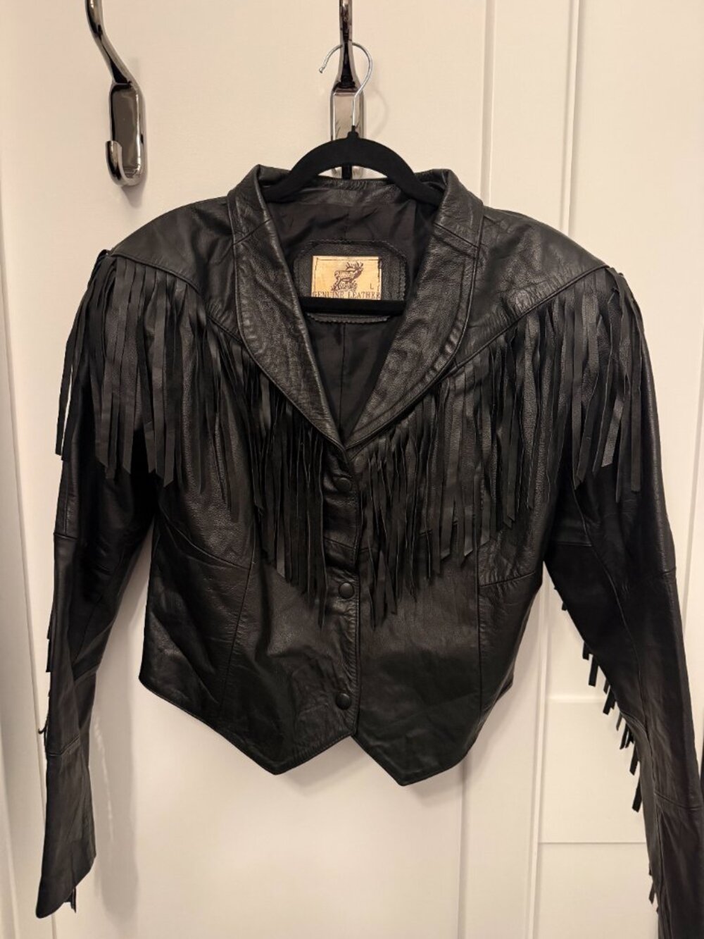 🤠 VTG Genuine Leather Made in Mexico Fringe Cropped Western Jacket L 🤠